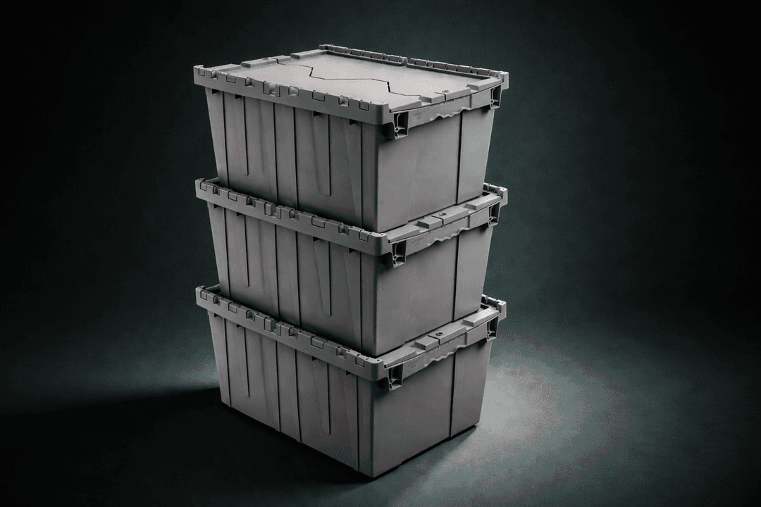 Stack of premium gray moving totes